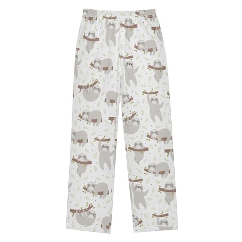 ZZXXB Sloth Print Boys Long Pants Soft Trousers Elastic Waist Kids Lounge Bottoms with Pockets S-XL