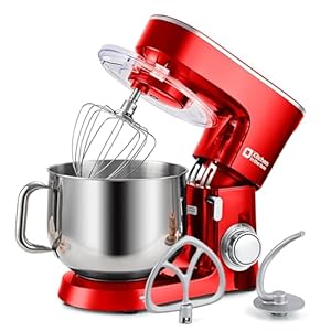Kitchen in the Box Stand Mixer, 900W 8.5 QT Kitchen Electric Mixer, 10-Speed Large Capacity Tilt-head Food Mixer with Dough Hook, Wire Whip, Flat Beater & Splash Guard (Red)