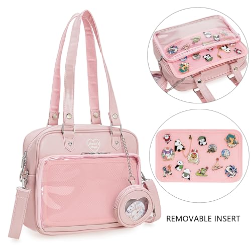 Ita Bag Crossbody Handbags Kawaii Shoulder Purse Square Backpack with Insert Anime Pins Display