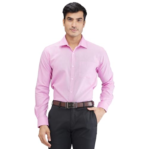 Image of Park Avenue Men's Slim Fit Structure Pattern Cotton Polyester Blend Semi Cutaway Collar Full Sleeve Formal Shirt