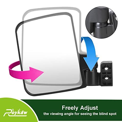 Roykaw Golf Cart No Drilling Folding Side Rearview Mirror For Ezgo, Club Car, Yamaha - Upgrade Locked Bracket/More Sturdy, Convex Design/Larger Viewing Range #TOP2