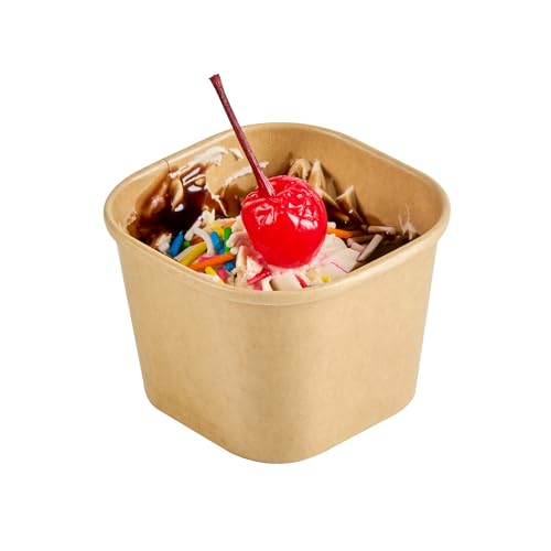 Image of Coppetta 3 Ounce Dessert Cups, 50 Greaseproof Ice Cream Cups - Lids Sold Separately, For Hot And Cold Foods, Kraft Paper Yogurt Bowls, Disposable,For Sundaes, Mousse Or Puddings - Restaurantware