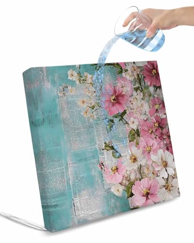 2 Pack Pink Spring Floral Waterproof Cushion Covers with Ties, Outdoor Patio Chaise Lounge Chair Seat Cushion Slip Covers Replacement(Only Cover) Vintage Blue White Botanical Retro 22