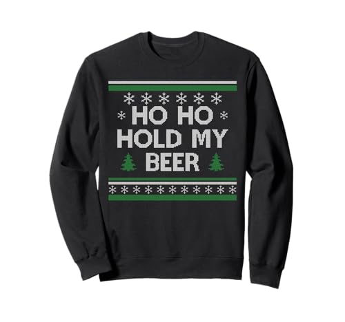Ho Ho Hold My Beer Santa Ugly Christmas - Suéter para beber Sudadera