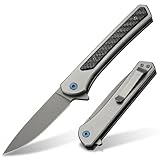 M DiaoDeHuo J Folding Pocket Knife for Men, 3.2' Stainless Steel Blade with Pocket Clip, EDC Sharp Knife for Camping Survival Hiking, Stocking Stuffers Gifts for Men Women Husband
