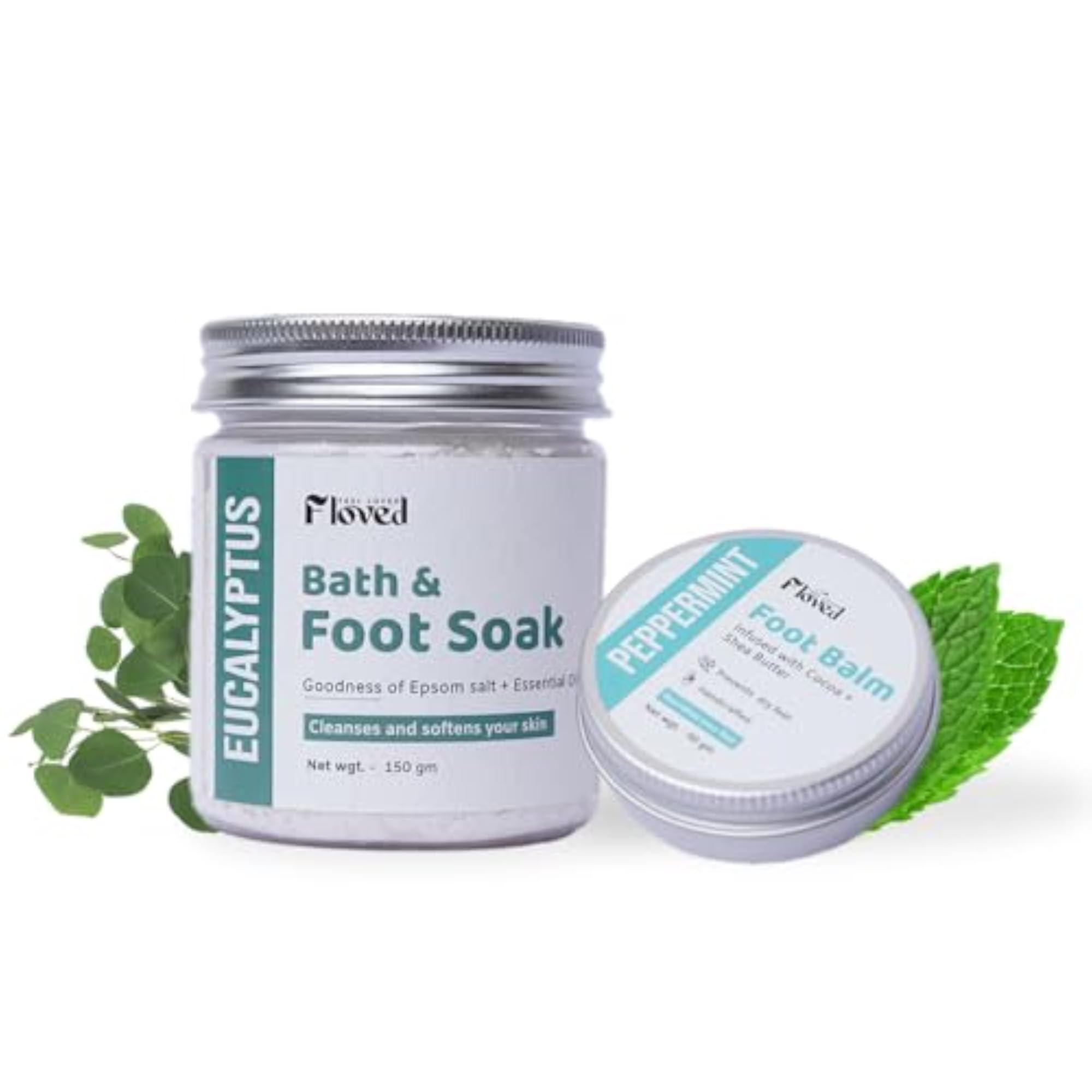 Skin Care Kit with Epsom Salt and Peppermint Foot Balm