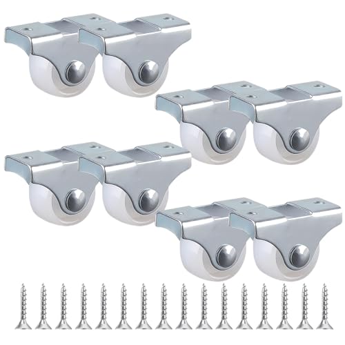 8 PcsFixed Castor Wheels, 25mm Wheels for Furniture Silent Rubber Heavy Duty Castor Wheel with Screws Casters Set to Move Heavy Objects Furniture Equipment Appliances Carts