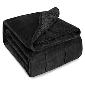 Sivio Weighted Blanket for Adult, 15 lbs Sherpa Heavy Throw with Fleece Reversible, Queen Size, Weighted Blanket for Men and Women Deep Sleeping, 60 x 80Inches Dual Sided Black