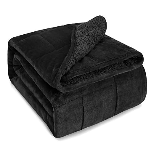 Sivio Weighted Blanket for Adult, 15 lbs Sherpa Heavy Throw with Fleece Reversible, Queen Size, Weighted Blanket for Men and Women Deep Sleeping, 60 x 80Inches Dual Sided Black