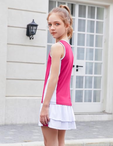 Image of Zaclotre Girls Tennis Dress with Pockets Sleeveless Tank Top and Skirt Sets | 2 Piece Set, Sleeveless, with Shorts, Double Layers Pleated Back, Perfect for Athletic Tennis Golf 3-14 Years