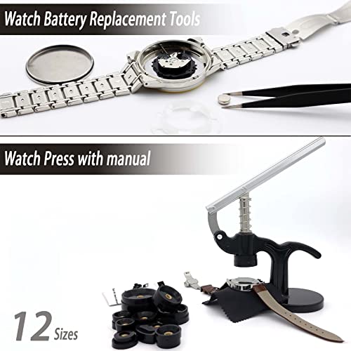 Watch Repair Kit, Gldcapa Professional Watch Battery Replacement Kit, Watch Repair Tools With Carrying Case, Watch Link Removal Tool Kit, Watch Case Opener, Watch Press Set With 60Pcs Watch Battery #TOP2