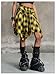 Verdusa Women's Y2k Goth Grunge Plaid Skirts Tie Vintage Asymmetrical Flowy Pleated Mini Skater Skirt Yellow Medium