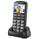 Téléphone Portable Senior Débloqué, 1.8" LCD Écran | Grandes Touches | Haut Volume, GSM Telephone pour Personne Agées Facile à Utiliser avec Bouton SOS |Radio FM| Lampe Torche| Station de Charge| Noir