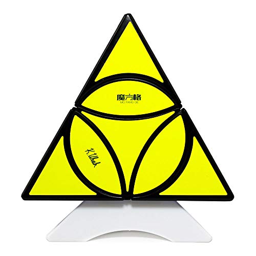 OJIN MO FANG GE Yuanpan Pyramid Triangle irrégulier Puzzles tétraèdre à Quatre Axes Puzzle Pyraminx Cube Puzzle Cube Lisse avec Un trépied Cube (Noir)
