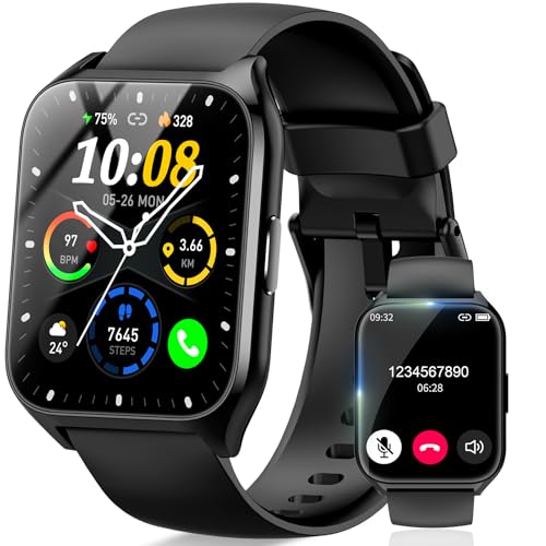 Smart Watch, 1.85″HD Smartwatches for Men Women (Answer/Make Calls), 100+ Sport Modes with Fitness Tracker Watch, Heart Rate/Sleep Monitor, IP68 Waterproof Activity Tracker, Smartwatch for Android iOS
