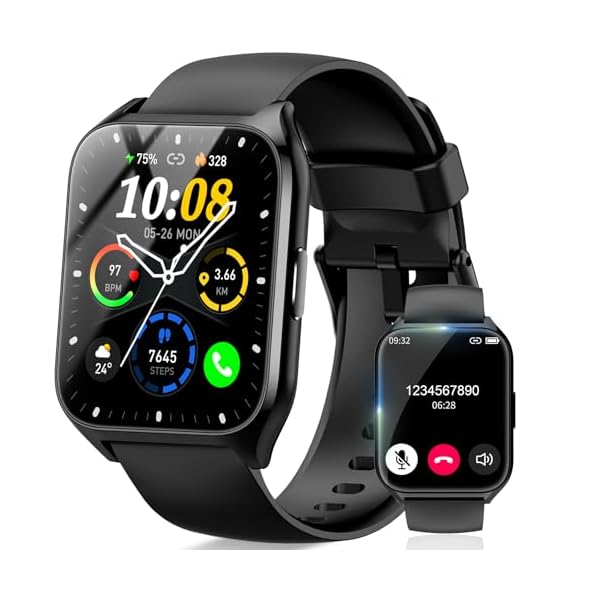 Smart Watch, 1.85″HD Smartwatches for Men Women (Answer/Make Calls), 100+ Sport Modes with Fitness Tracker Watch, Heart Rate/Sleep Monitor, IP68 Waterproof Activity Tracker, Smartwatch for Android iOS