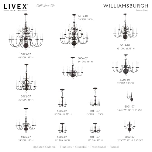 Image of Livex Lighting 5006-07 Williamsburgh 6-Light Chandelier, Bronze
