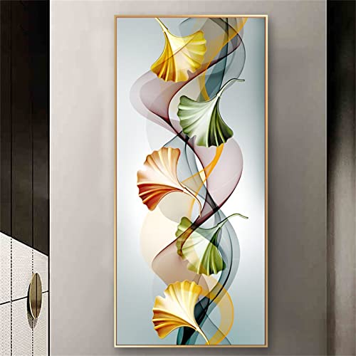 Peinture diamant feuilles d'art abstrait 60x180cm grand format pour décoration murale