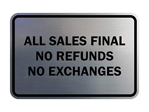 Panneaux All Sales Final No Refunds argent brossé affichage signalétique caisse