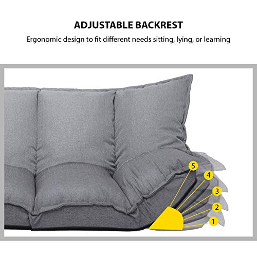 Jerry & Maggie - Lazy Sofa Cute Futons Sets Comfortable Adjustable Sofa Tv Floor Couch Folding Sleeping Sofa Bed Entertainment | Utra Grey #TOP3