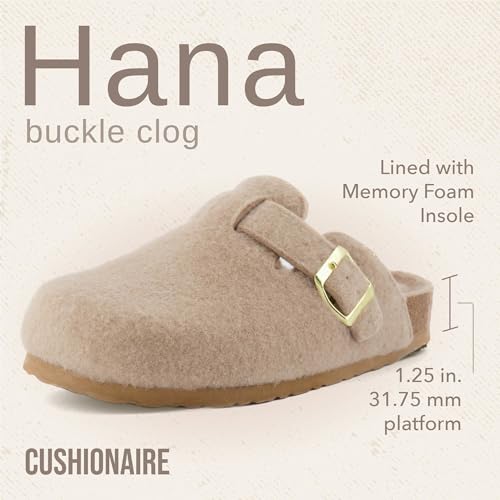 Image of CUSHIONAIRE Hana Womens Clogs | Comfortable Vegan Suede Clogs for Women | Slip On Potato Shoes with Cork Footbed & Arch Support | Memory Foam, Wide Widths Available