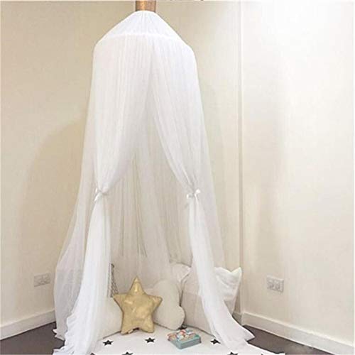 Surwin Princesa Dosel De Cama Para Niños Niña Bebés Mosquitera Dosel Cama Individual Matrimonio, Ensueño Redonda Toldo De Cuna De Castillo De Dormitorio Decoración De Dormitorio Blanco