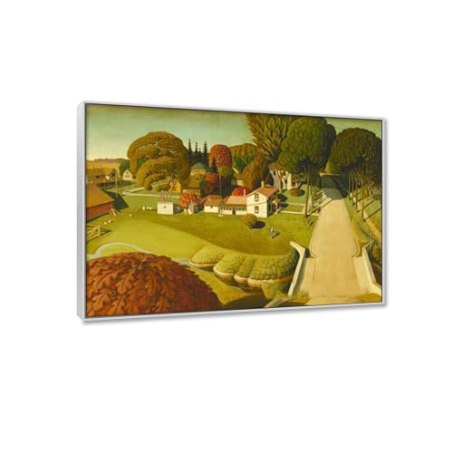 Affiche Surréaliste Grant Wood pour habiller un mur vide avec un cadre en argent élégant