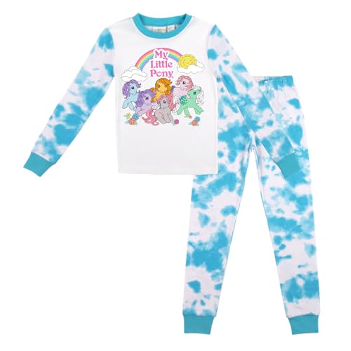 Bioworld My Little Pony Retro Rainbows & Sunshine Character Group Youth Girl's 2-Pack Blue Wash Pajama Set