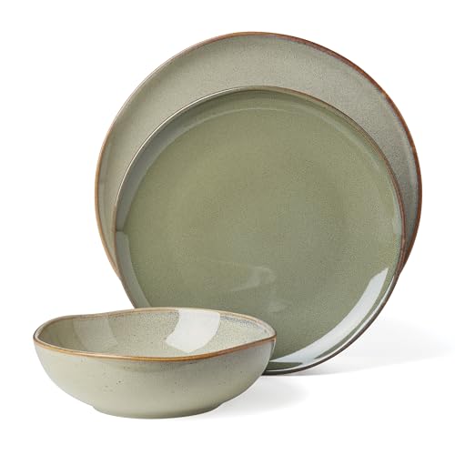 Image of Oneida 897205 Organic Shades 12-Piece Dinnerware Set, Sage Green