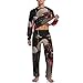 Junior Drum Kit Set in Dark Background Men's Pajama Set, Breathable Long Sleeve Loungewear PJ Set, Loose 2PCs Sleepwear Top & Bottom Lounge Long Pants Nightwear XL