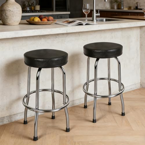 Image of YELLOW JACKET Swivel Bar Stool Padded Seat, Modern Counter Stools with Footrest, 360 Swivel, Ball Bearing, Anti-Slip Caps, Barstool for Bar Shop Restaurant Kitchen Island, 250 LBS Capacity