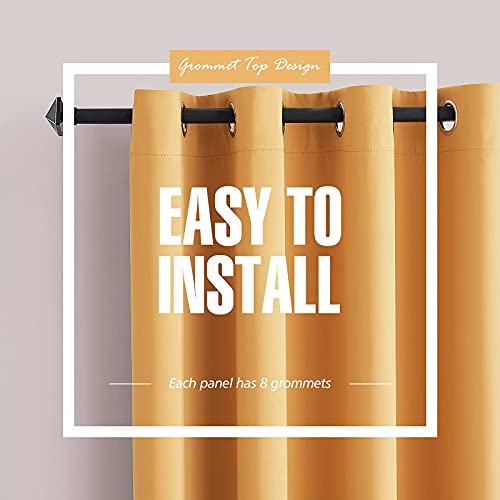Toava Deco Bright Yellow Blackout Grommet Curtains 84 Inches Long 2 Panels 52X84 And Fashionable Printed Blackout Grommet Curtains Vertical Color Block 84 Inches Long 2 Panels 52X84 #TOP1