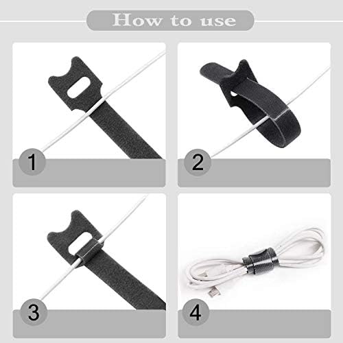 Jedebar Cable Ties, 20pcs Reusable Adjustable Cable Straps, Self Adhesive Cable Ties with Hook and Loop for PC Computer TV Electronics Desk Tidy Management