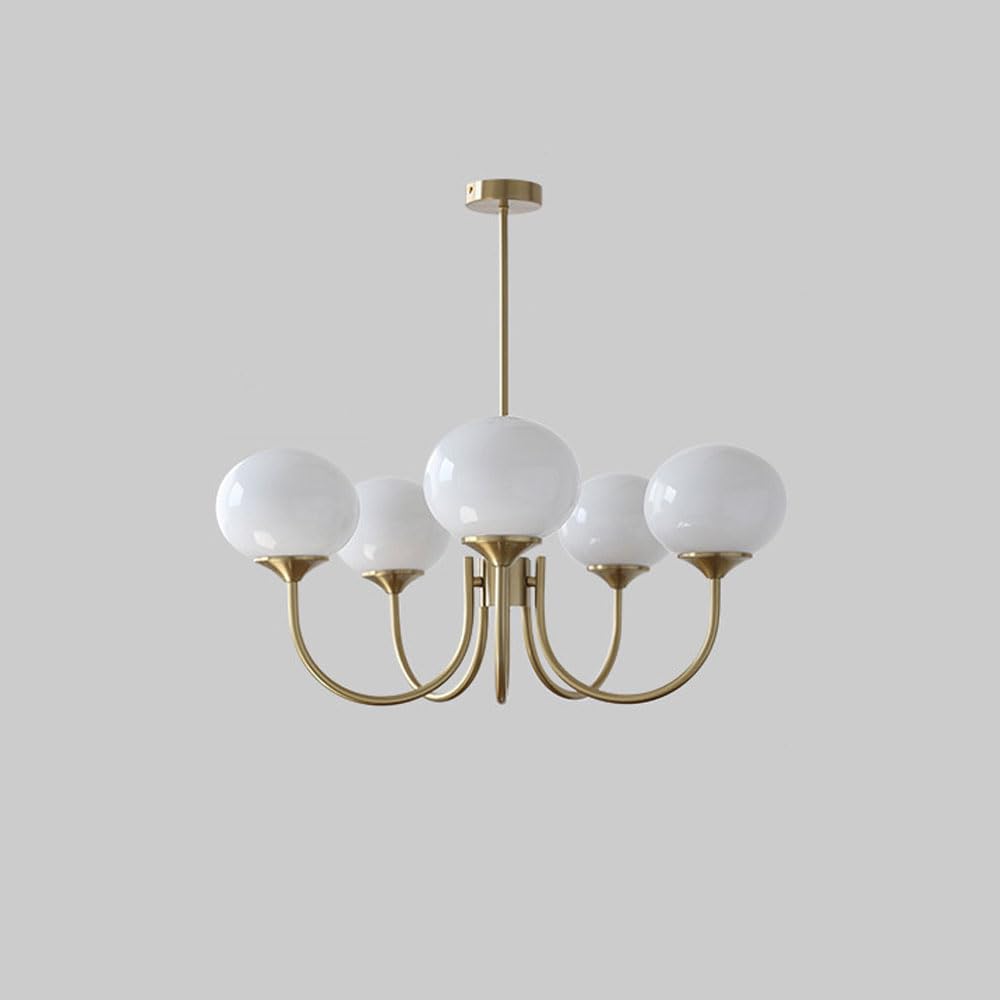 Suspension en verre blanc moderne plafonnier 5 lumières lustre chambre