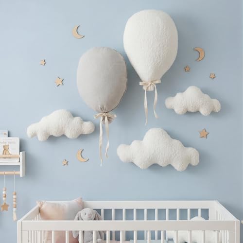 Kathfly 5 Pcs Cloud Balloon Baby Nursery Decor Set Artificial