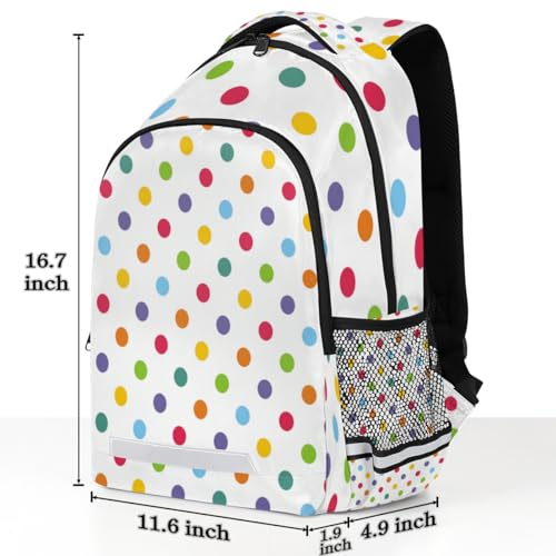 White 17 Inch Kids Backpacks for Teen Girls Women Polka Dot Seamless Pattern Laptop Backpack College Bookbags Middle School with Adjustable, Padded Straps2