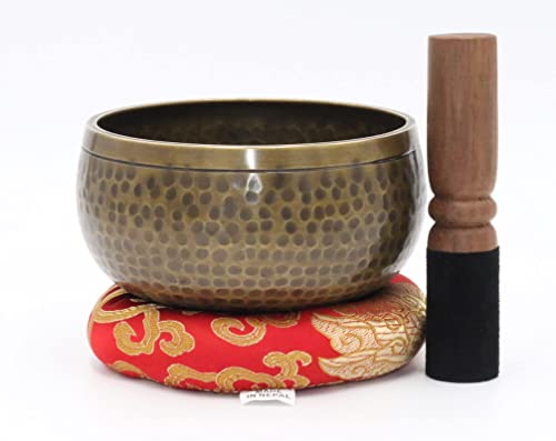 Tibetan Hand Hammered LINGAM Singing Bowl Set- For Meditation, Yoga,