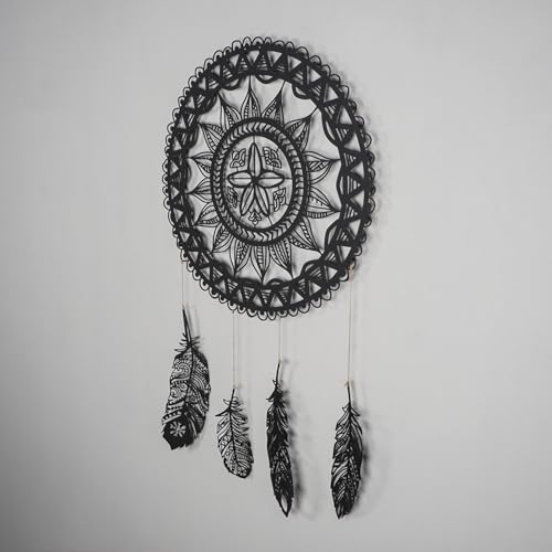 Image of Stylish Black Decorative Metal Wall Accessory, 49 x 49 cm, 100% Steel (1.5 mm), Durable & Elegant Design for Modern Home Decor, Lightweight 1.8 kg