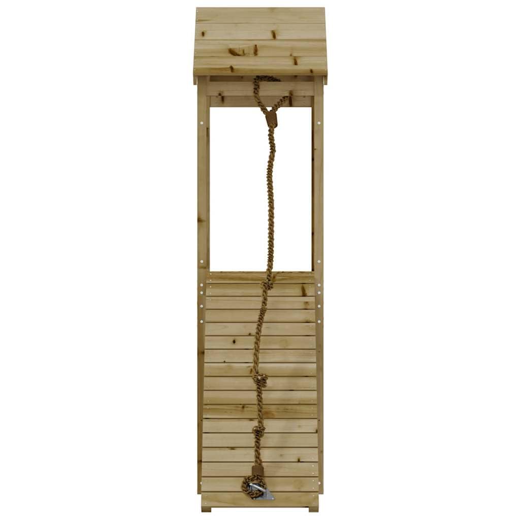 Spielturm mit Kletterwand aus imprägniertem Kiefernholz für Garten, Kinder, Outdoor, mit Sandkasten, Rutsche, Seil, Wippe, für Kinder ab 3 Jahren, robustes Holzspielhaus für draußen