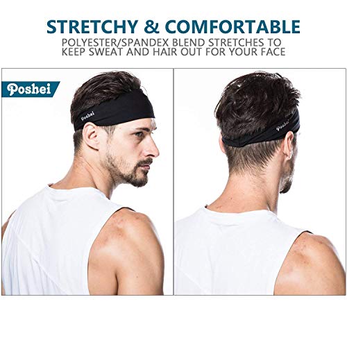 poshei Mens Headband (4 Pack), Mens Sweatband