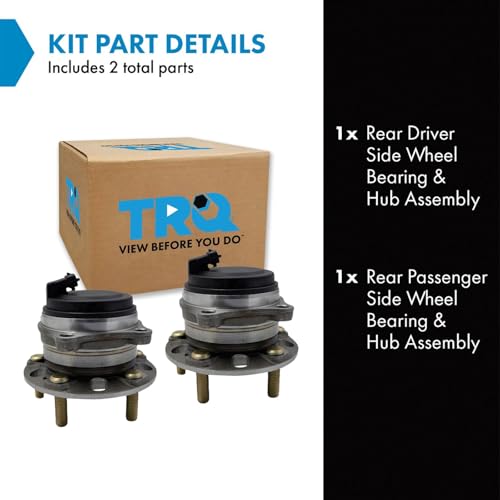 Image of TRQ Rear Wheel Bearing and Hub Assembly Set 2 Piece Compatible with 16-20 Kia Sorento FWD 20-23 Telluride FWD 20-22 Hyundai Palisade 2023 Palisade Without Automated Parking System