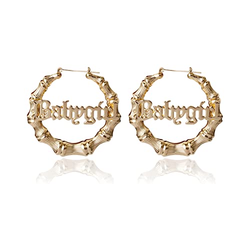 Large Babygirl Bamboo Joint Hoop Earrings - Hollow Out Hoops with 80s 90s Fashion Style for...