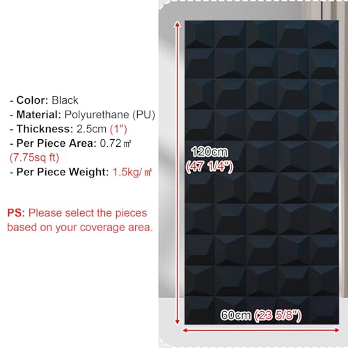 Paneles decorativos pared salon y dormitorio placas geometricas 3D Vibeo negras 7