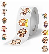 500 Pcs Cartoon Monkey Round Seal Label PVC Decals Vinyl Decoration DIY Funny Creative Decor for ...