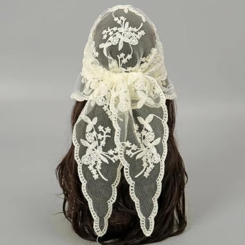 Lace Hair Scarf Triangle Head Scarf Hair Accessories for Women Girls Ladies Wedding Evening Party Head Decoration3