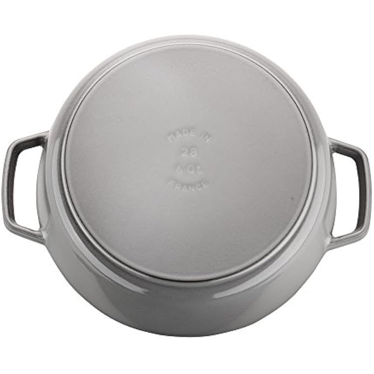 Staub Cast Iron 6-qt Cochon Shallow Wide Round Cocotte - Graphite Grey