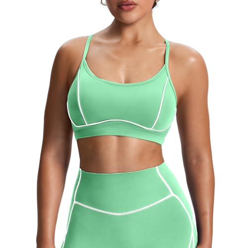Image of Aoxjox Lexi Lined Sports Bra | color blocking, adjustable straps, women's workout fitness training gym yoga crop tank, moisture-wicking