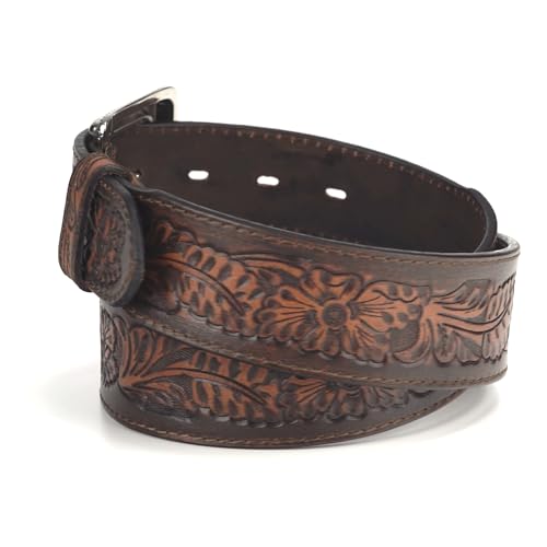 Nocona Men's Embossed Floral Tapered Belt, Brown, Size 343