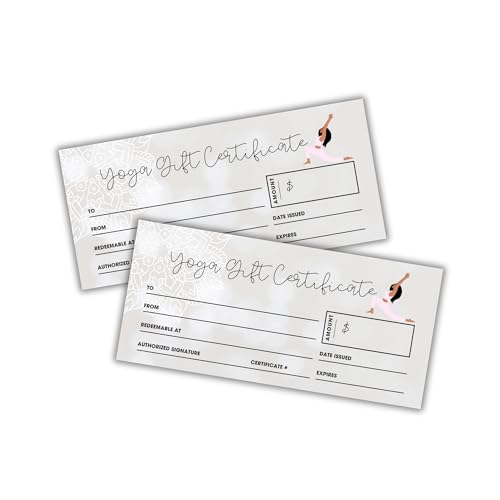 Certificats d'achèvement de yoga en lot de 30 cartes haut de gamme