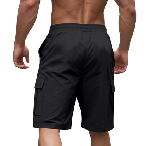 Image of Men's Cargo Shorts Elastic Waist Outdoor Loose Fit Sport Shorts Summer Joggers Casual Short with Multi-Pocket